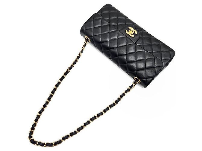 Chanel Borsa Baguette con catena in pelle di agnello Nero - vista 4