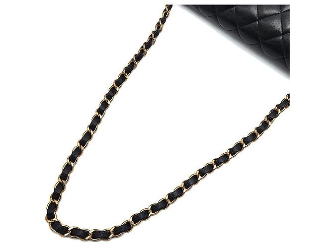Chanel Borsa Baguette con catena in pelle di agnello Nero - vista 5
