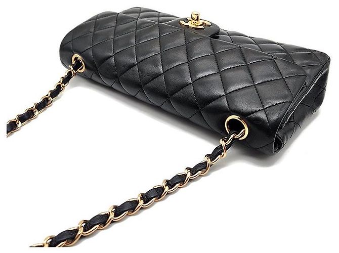 Chanel Borsa Baguette con catena in pelle di agnello Nero - vista 6
