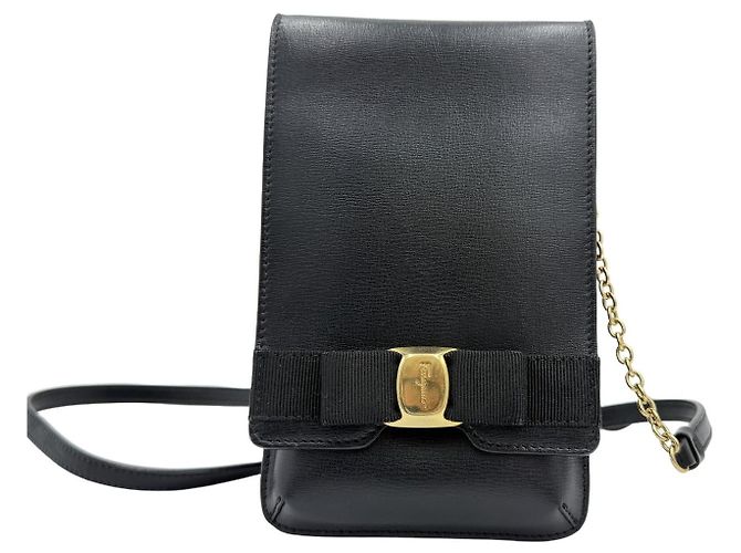 Salvatore Ferragamo Custodia per Telefono con Fiocco e Borsa a Tracolla Nero - vista 2