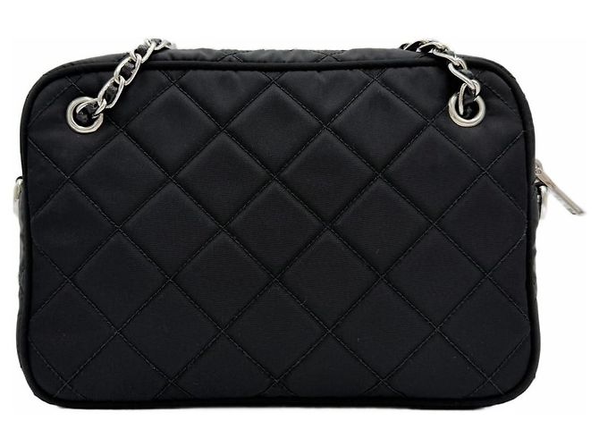 Prada Borsa a tracolla e crossbody in nylon trapuntato con catena Nero - vista 5