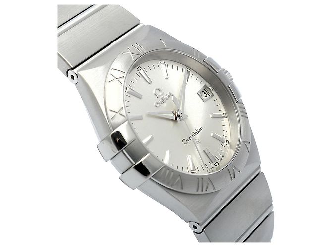 Omega Relógio Constellation Masculino em Aço Prateado Gravado Quartzo com Caixa de Garantia Prata - vista 12