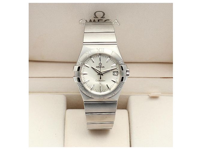 Omega Relógio Constellation Masculino em Aço Prateado Gravado Quartzo com Caixa de Garantia Prata - vista 2