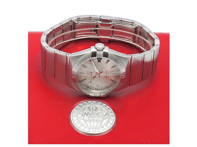 Omega Relógio Constellation Masculino em Aço Prateado Gravado Quartzo com Caixa de Garantia Prata - vista 25
