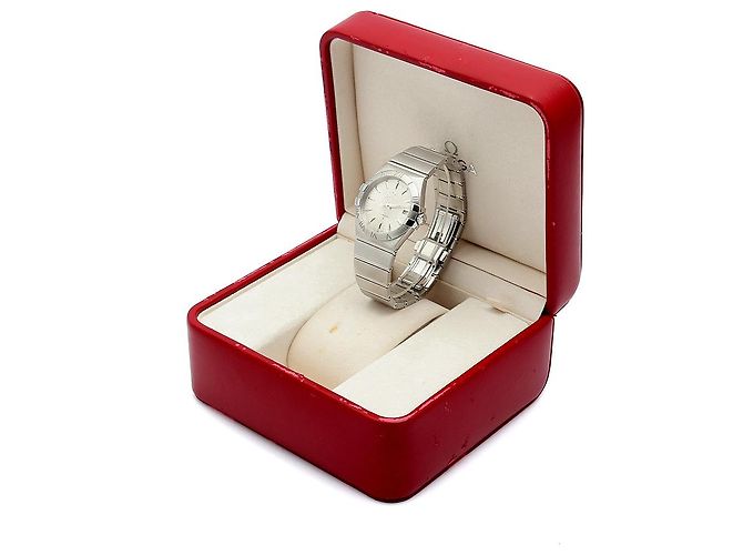 Omega Relógio Constellation Masculino em Aço Prateado Gravado Quartzo com Caixa de Garantia Prata - vista 26