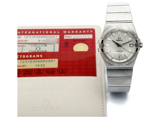 Omega Relógio Constellation Masculino em Aço Prateado Gravado Quartzo com Caixa de Garantia Prata - vista 3