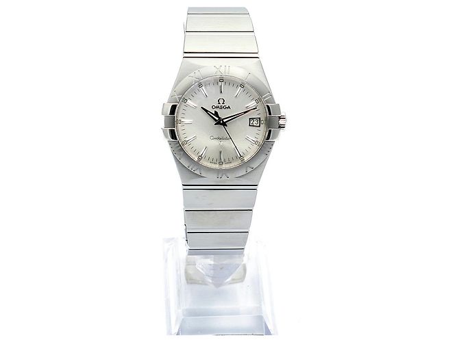Omega Relógio Constellation Masculino em Aço Prateado Gravado Quartzo com Caixa de Garantia Prata - vista 4