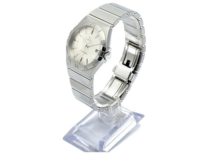 Omega Relógio Constellation Masculino em Aço Prateado Gravado Quartzo com Caixa de Garantia Prata - vista 5