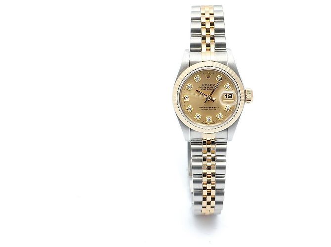 Rolex Relógio Datejust Feminino de Combinação Ouro Champagne e Diamantes Dourado - vista 16