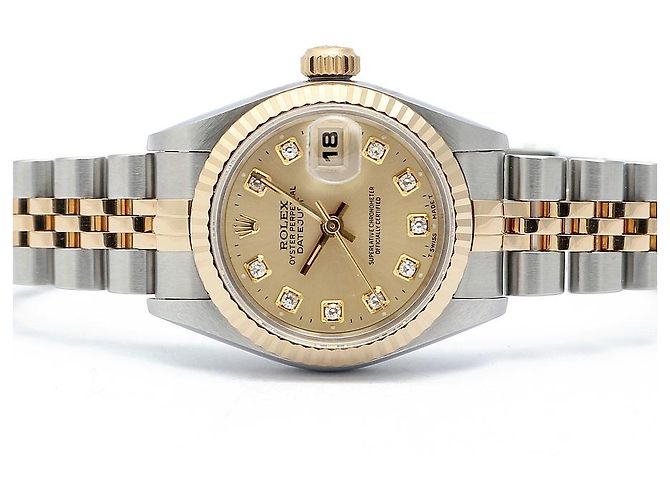 Rolex Relógio Datejust Feminino de Combinação Ouro Champagne e Diamantes Dourado - vista 17