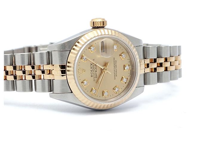 Rolex Relógio Datejust Feminino de Combinação Ouro Champagne e Diamantes Dourado - vista 18