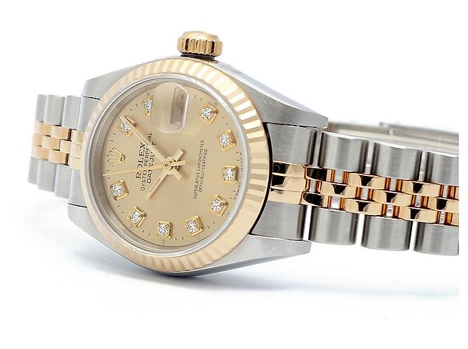 Rolex Relógio Datejust Feminino de Combinação Ouro Champagne e Diamantes Dourado - vista 19