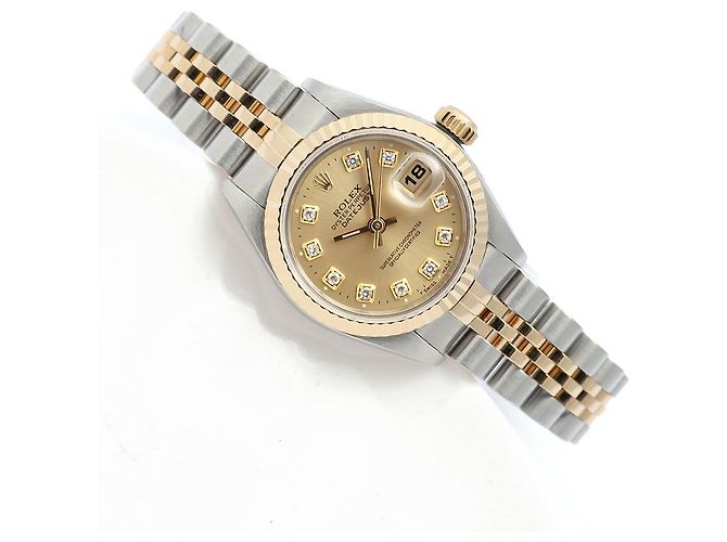 Rolex Relógio Datejust Feminino de Combinação Ouro Champagne e Diamantes Dourado - vista 20
