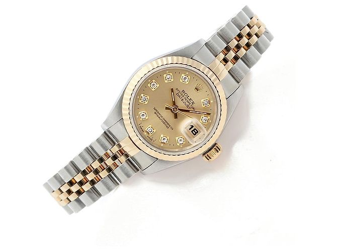 Rolex Relógio Datejust Feminino de Combinação Ouro Champagne e Diamantes Dourado - vista 21