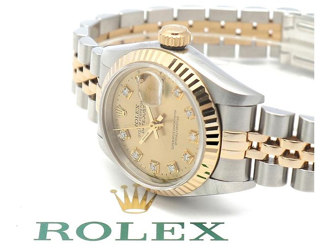 Rolex Relógio Datejust Feminino de Combinação Ouro Champagne e Diamantes Dourado - vista 22