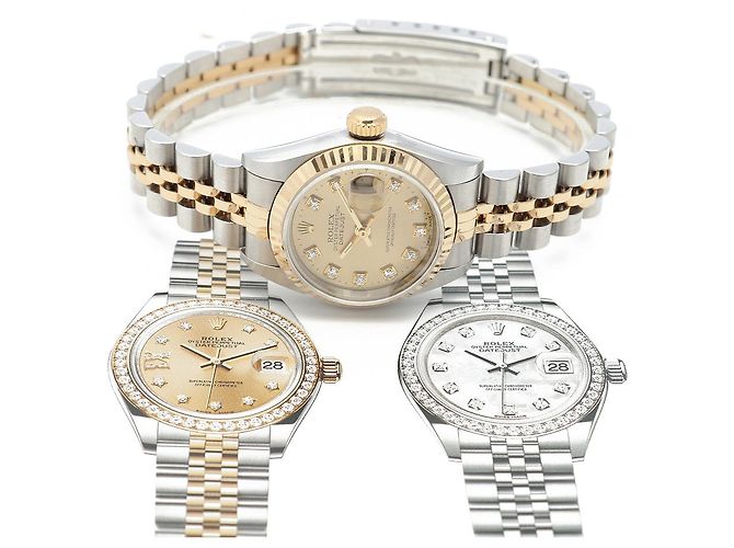 Rolex Relógio Datejust Feminino de Combinação Ouro Champagne e Diamantes Dourado - vista 23