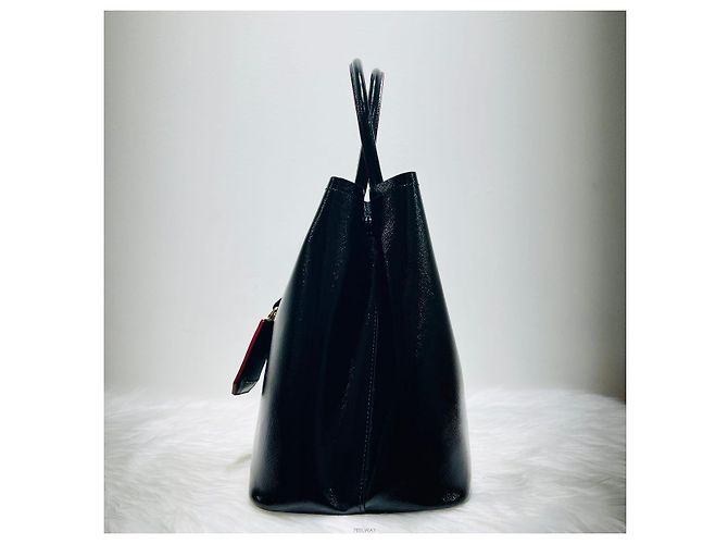 Prada Borsa Double Tote in Saffiano Vernice con tracolla Rosso - vista 4