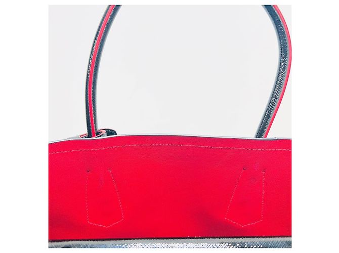 Prada Borsa Double Tote in Saffiano Vernice con tracolla Rosso - vista 7
