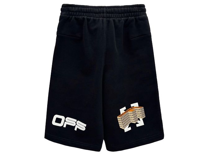 Off White Pantaloncini a linee ondulate Nero - vista 2