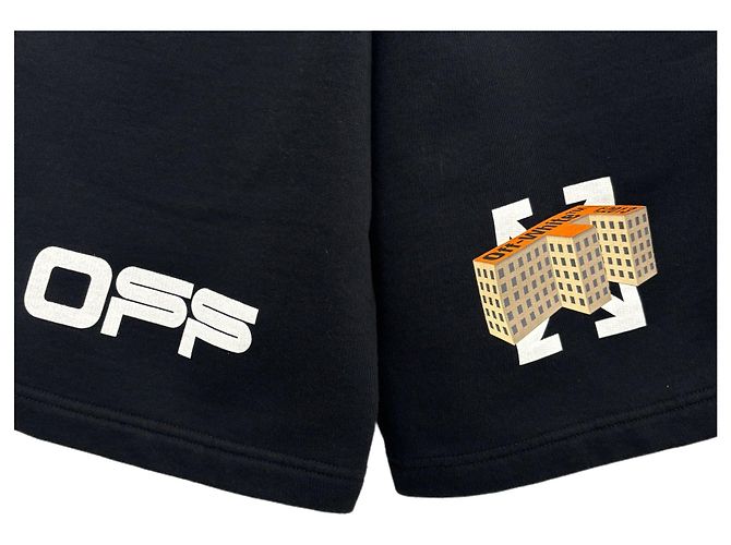Off White Pantaloncini a linee ondulate Nero - vista 3