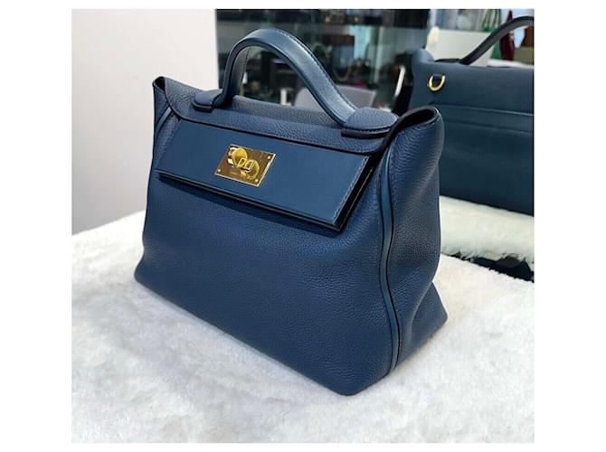 Hermès Kelly Blue Drus Bronze - vista 4
