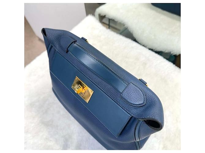 Hermès Kelly Blue Drus Bronze - vista 5