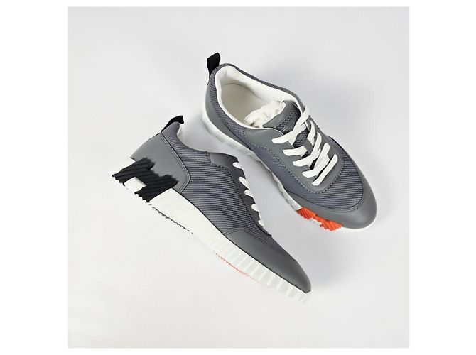 Hermès Bouncing Sneakers Scarpe sportive da uomo Mesh Grigio Marrone - vista 11