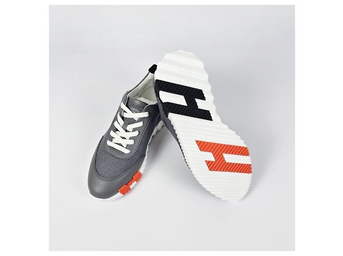 Hermès Bouncing Sneakers Scarpe sportive da uomo Mesh Grigio Marrone - vista 12