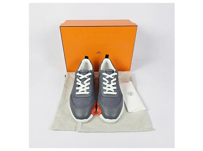 Hermès Bouncing Sneakers Scarpe sportive da uomo Mesh Grigio Marrone - vista 16