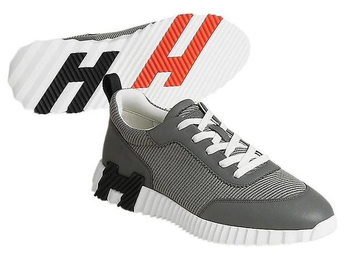 Hermès Bouncing Sneakers Scarpe sportive da uomo Mesh Grigio Marrone - vista 2
