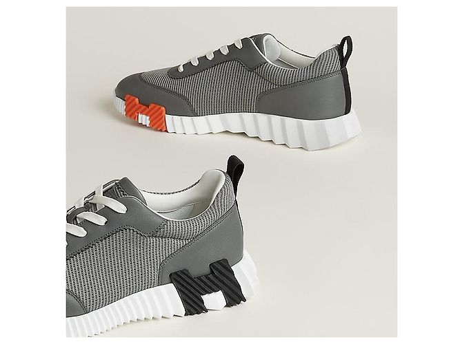 Hermès Bouncing Sneakers Scarpe sportive da uomo Mesh Grigio Marrone - vista 6
