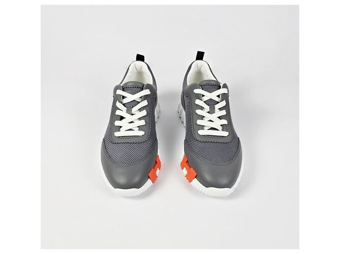 Hermès Bouncing Sneakers Scarpe sportive da uomo Mesh Grigio Marrone - vista 8