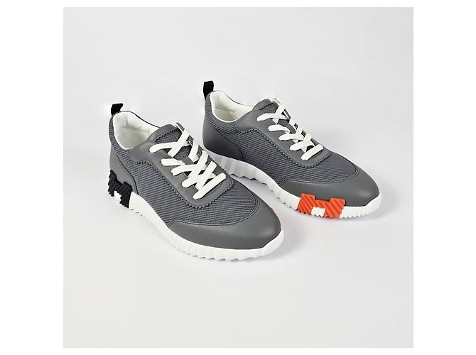 Hermès Bouncing Sneakers Scarpe sportive da uomo Mesh Grigio Marrone - vista 9