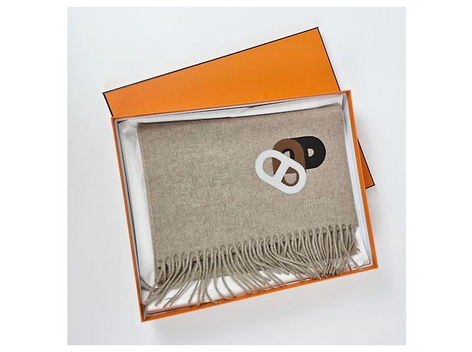 Hermès Sciarpa in cashmere Chaine d'Ancre Marrone - vista 10