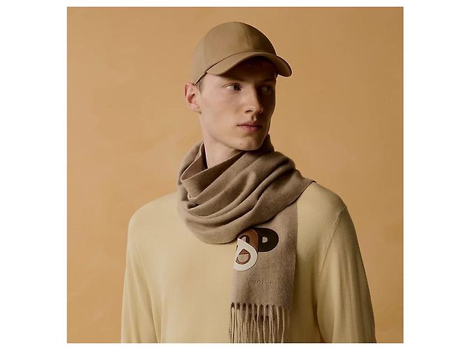 Hermès Sciarpa in cashmere Chaine d'Ancre Marrone - vista 3