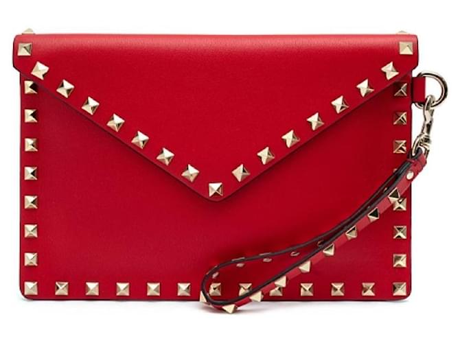 Valentino Clutch Rockstud Flap Rosso - vista 3