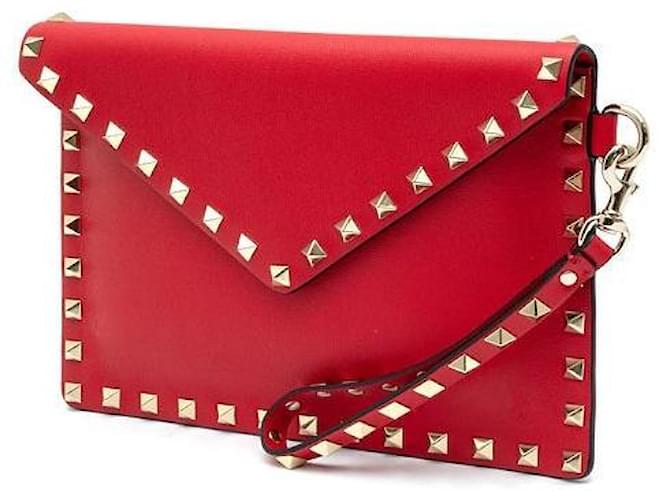 Valentino Clutch Rockstud Flap Rosso - vista 4