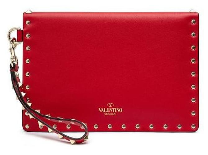 Valentino Clutch Rockstud Flap Rosso - vista 5