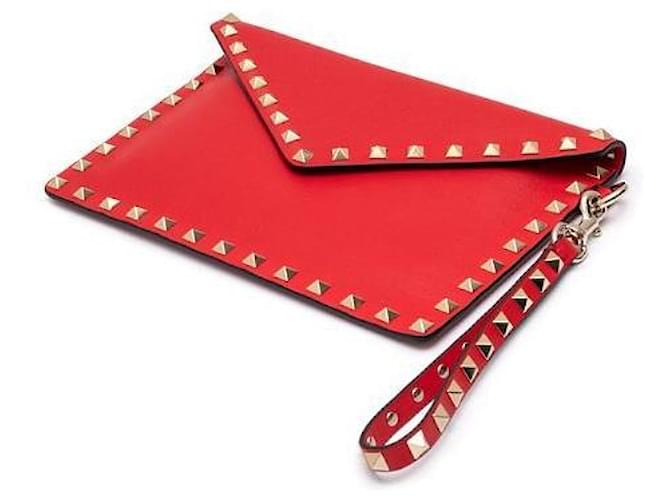 Valentino Clutch Rockstud Flap Rosso - vista 6