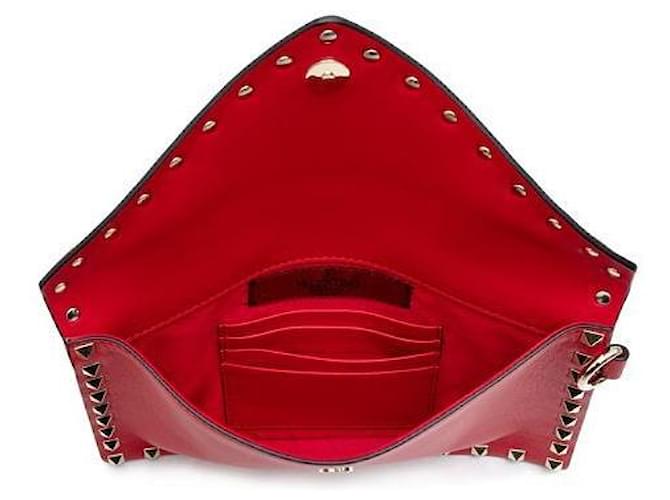 Valentino Clutch Rockstud Flap Rosso - vista 7
