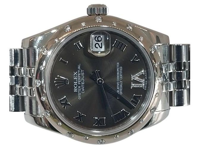 Rolex Relógio Datejust para mulher com mostrador Chocolate e bezel Oyster com Diamantes Marrom - vista 2