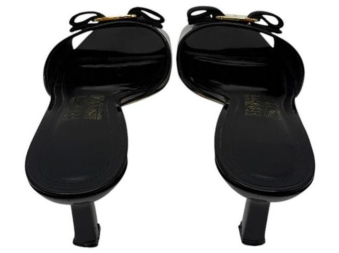 Salvatore Ferragamo Sandali slide con fiocco neri Nero - vista 5