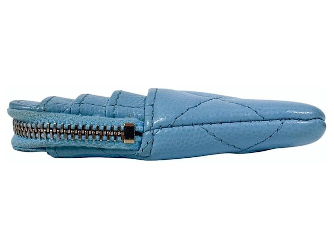 Chanel Portafoglio porta monete e carte con zip CC Logo in Caviar Crystal Blu - vista 4