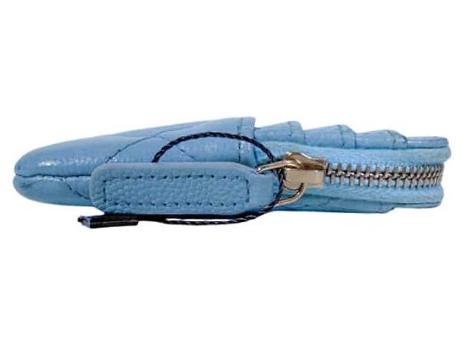 Chanel Portafoglio porta monete e carte con zip CC Logo in Caviar Crystal Blu - vista 6