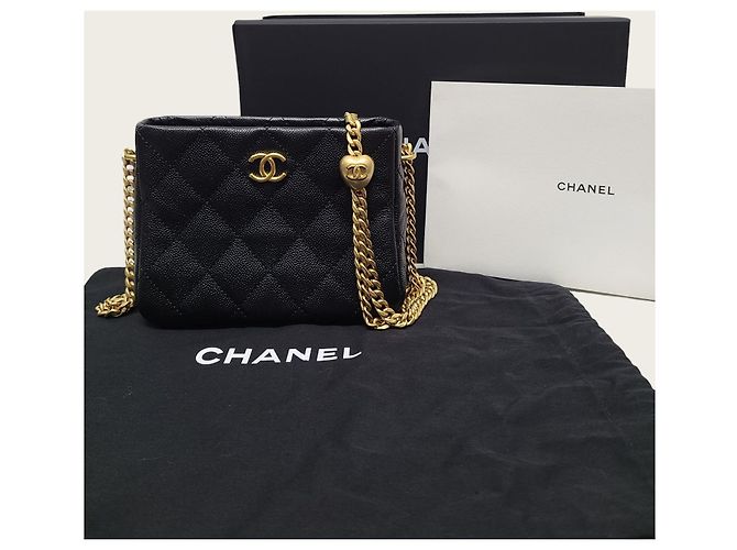 Chanel Piccola borsa hobo Black Caviar Heart Gold Ball Nero - vista 7