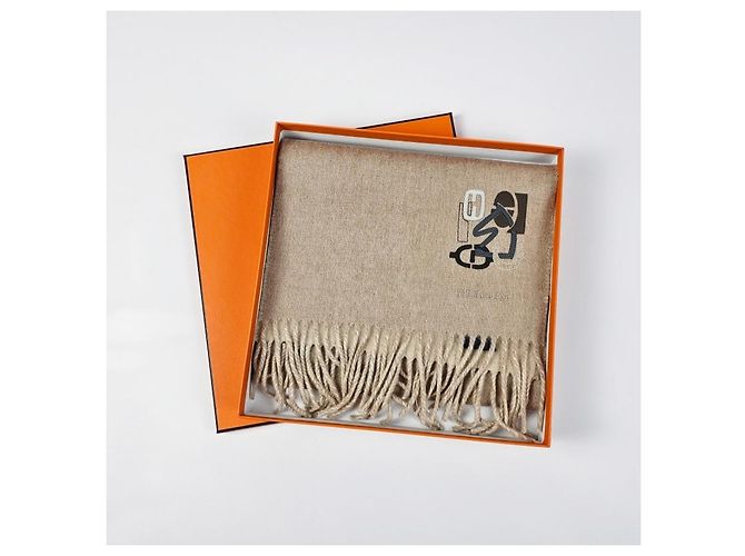 Hermès Sciarpa in Cashmere Reversibile PM Puzzle Marrone - vista 11