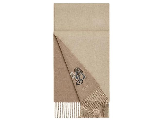 Hermès Sciarpa in Cashmere Reversibile PM Puzzle Marrone - vista 2