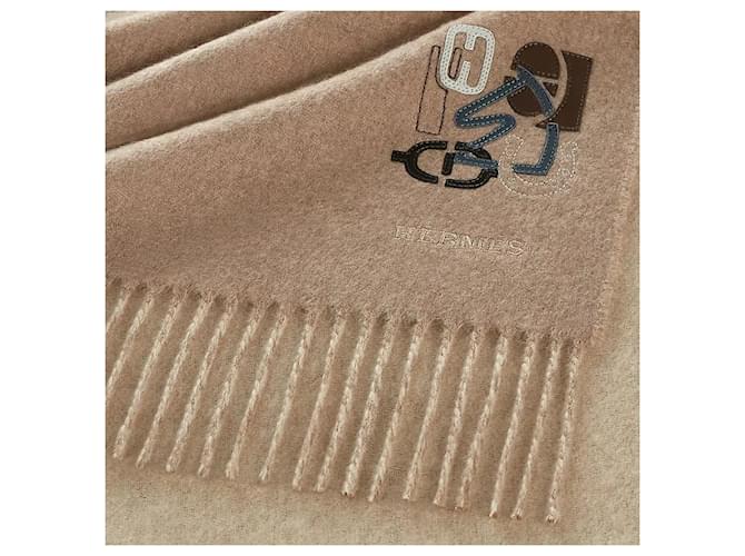 Hermès Sciarpa in Cashmere Reversibile PM Puzzle Marrone - vista 3