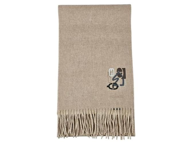 Hermès Sciarpa in Cashmere Reversibile PM Puzzle Marrone - vista 6