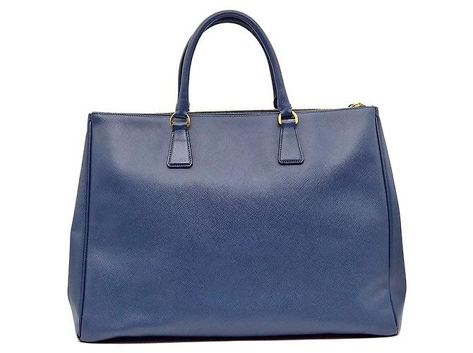 Prada Borsa Tote Saffiano Lux Blu - vista 3